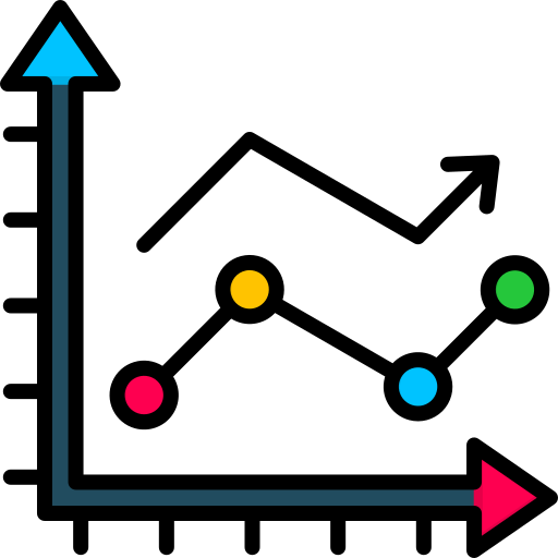 lijn grafiek Generic color lineal-color icoon