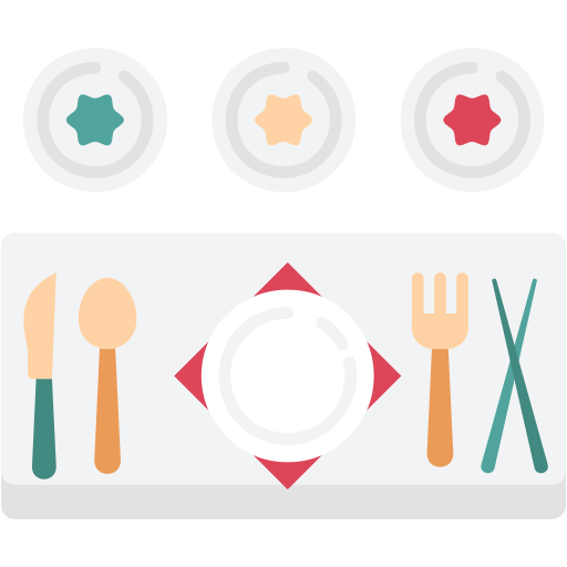 テーブルに食器を並べる Generic color fill icon