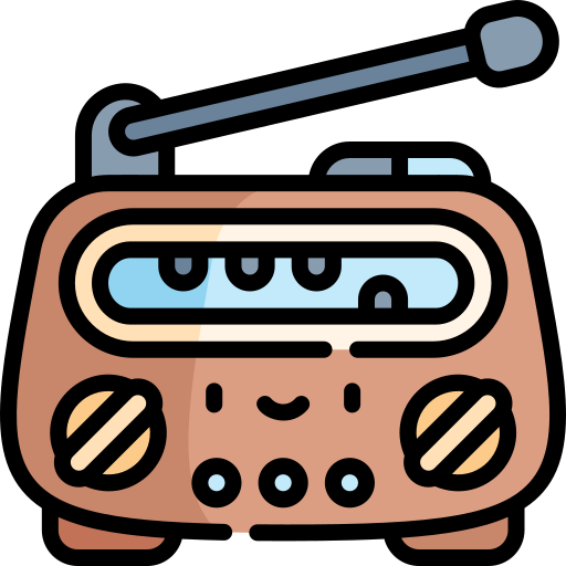 rádio antigo Kawaii Lineal color Ícone