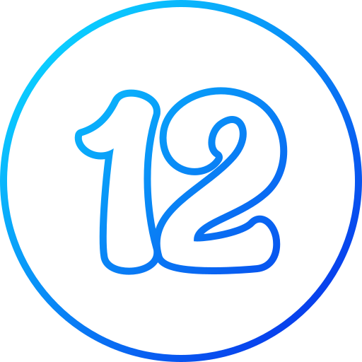 Number 12 Generic gradient outline icon