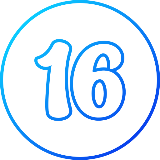 Number 16 Generic gradient outline icon