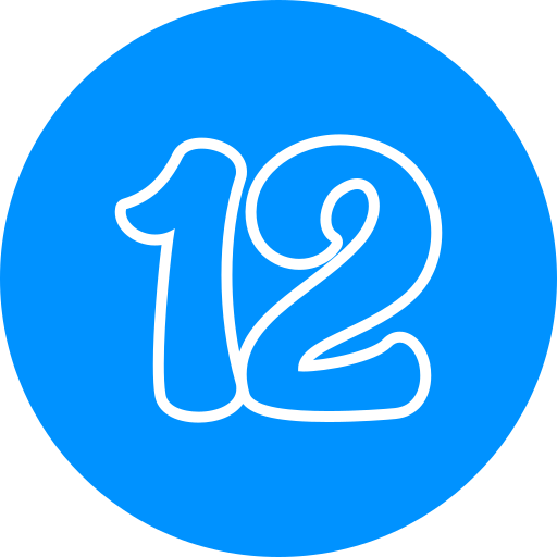 Number 12 Generic color fill icon