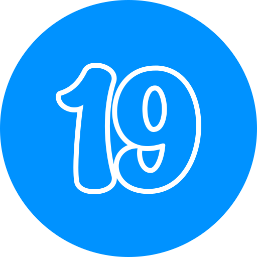 nummer 19 Generic color fill icon