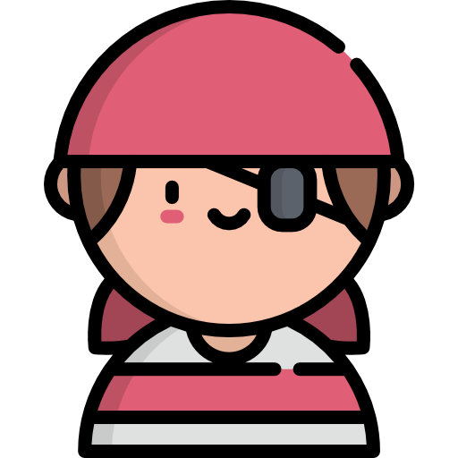 pirata Kawaii Lineal color icona