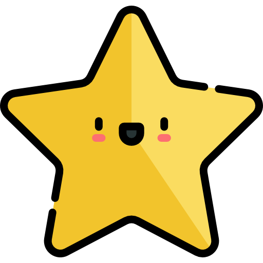 gwiazda Kawaii Lineal color ikona