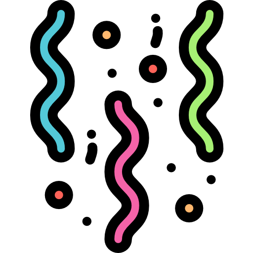 coriandoli Detailed Rounded Lineal color icona