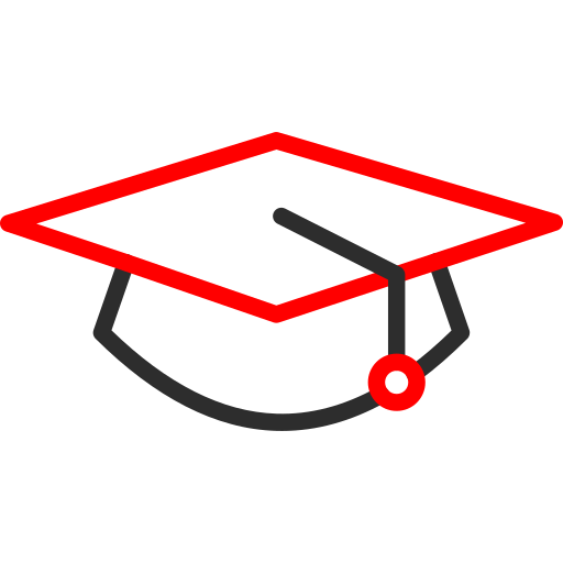 Graduation cap Arslan Haider Outline Red icon