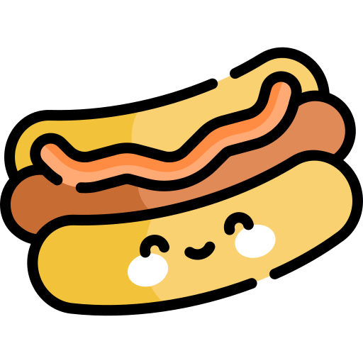 hot dog Kawaii Lineal color icona