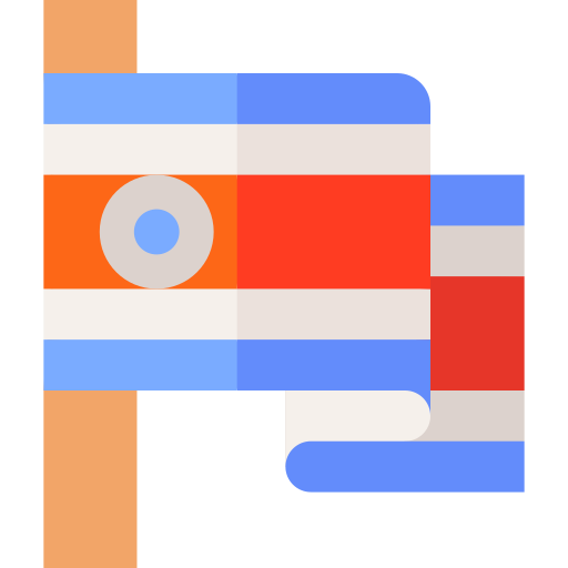 Развевающийся флаг Коста-Рики Basic Straight Flat иконка