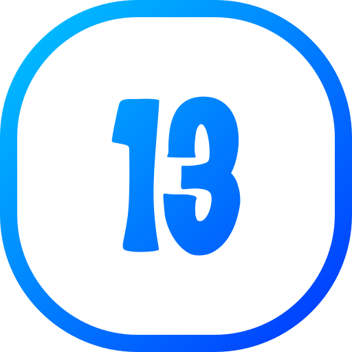 Number 13 Generic gradient fill icon