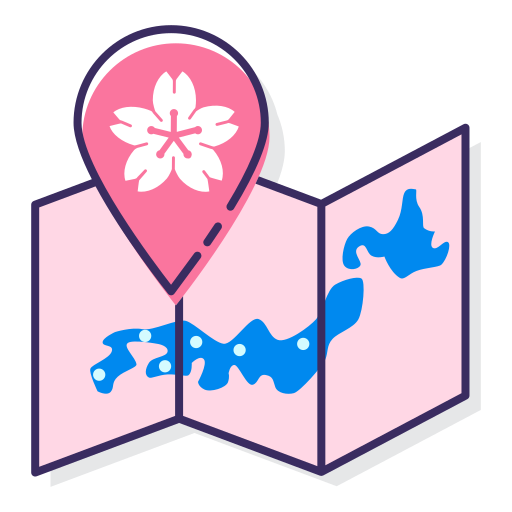 Sakura map Generic color lineal-color icon