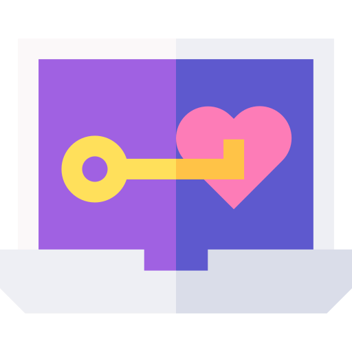 Heart key Basic Straight Flat icon