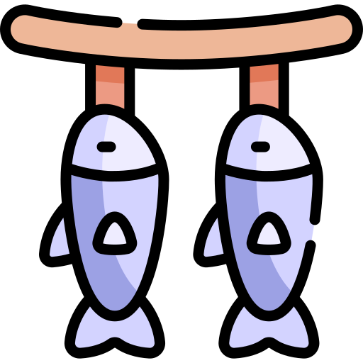 pesce essiccato Kawaii Lineal color icona