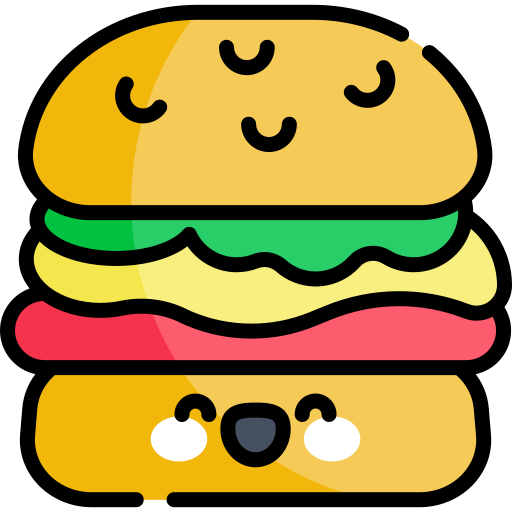 Гамбургер Kawaii Lineal color иконка