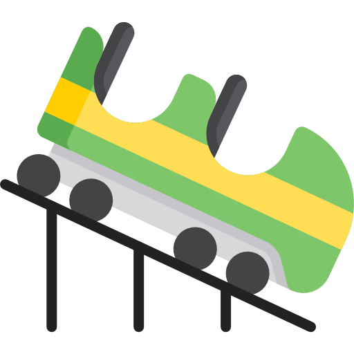 Roller coaster Kawaii Flat icon