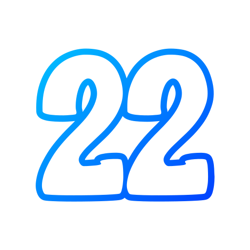 Number 22 Generic gradient outline icon