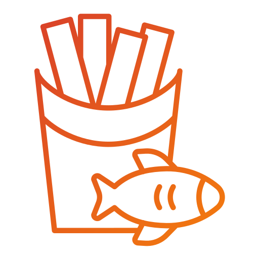 Рыба и чипсы Generic gradient outline иконка