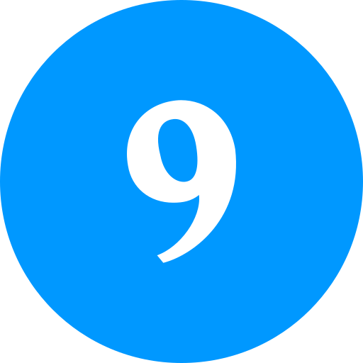 numer 9 Generic color fill ikona