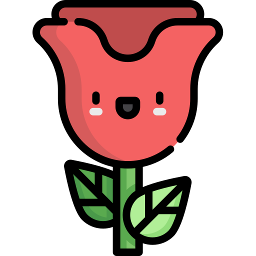 rosa Kawaii Lineal color icono