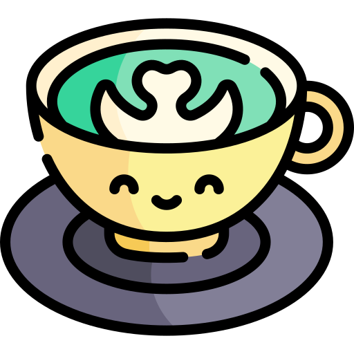 café con leche matcha Kawaii Lineal color icono