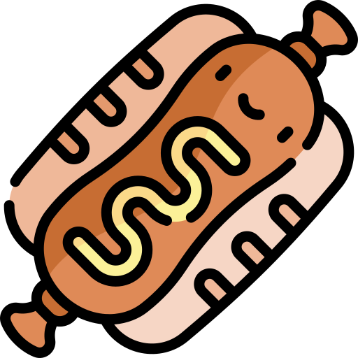 hot dog Kawaii Lineal color icono