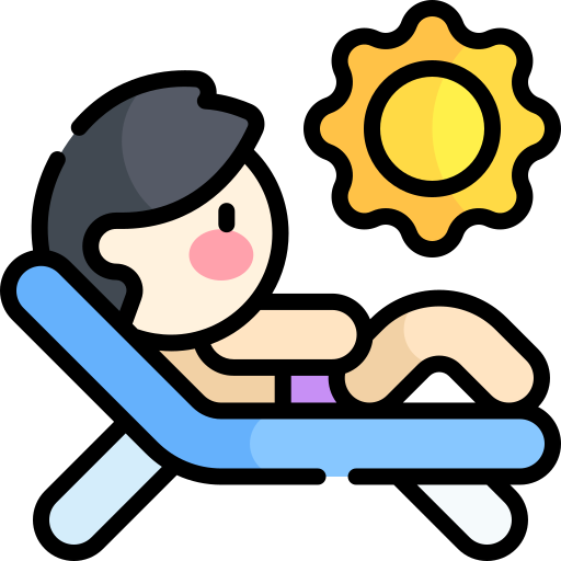 bain de soleil Kawaii Lineal color Icône