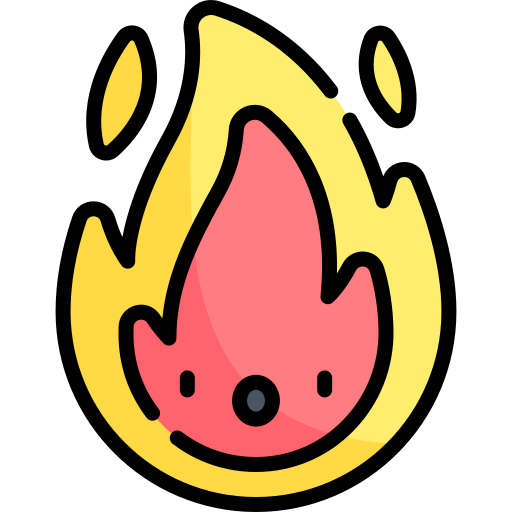 ogień Kawaii Lineal color ikona