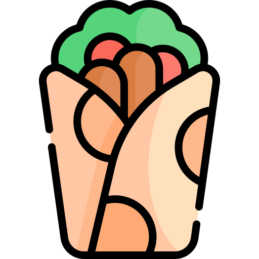 burrito Kawaii Lineal color icoon