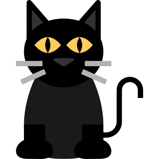 czarny kot Mavadee Flat ikona