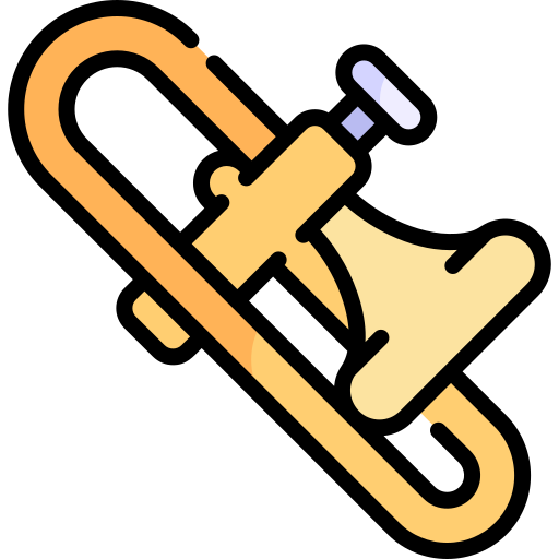 trombone Kawaii Lineal color icona