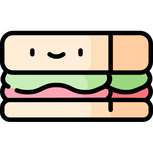 sandwich Kawaii Lineal color icona
