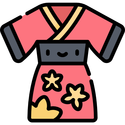 kimono Kawaii Lineal color ikona