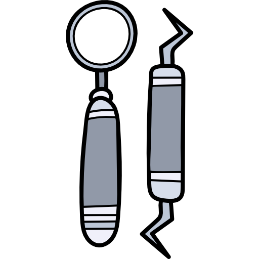 herramientas de dentista Hand Drawn Color icono