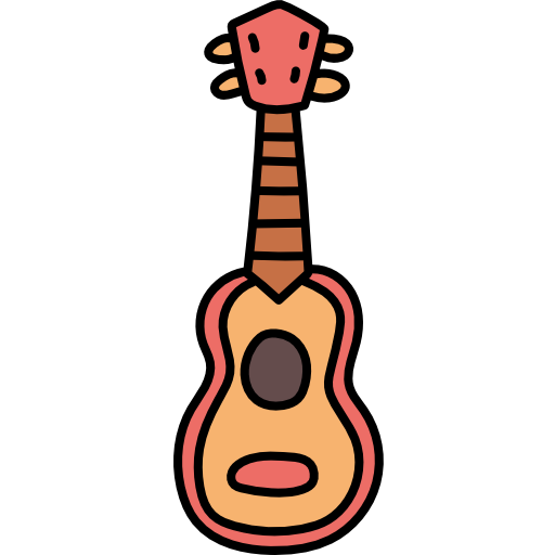 ukulele Hand Drawn Color icona