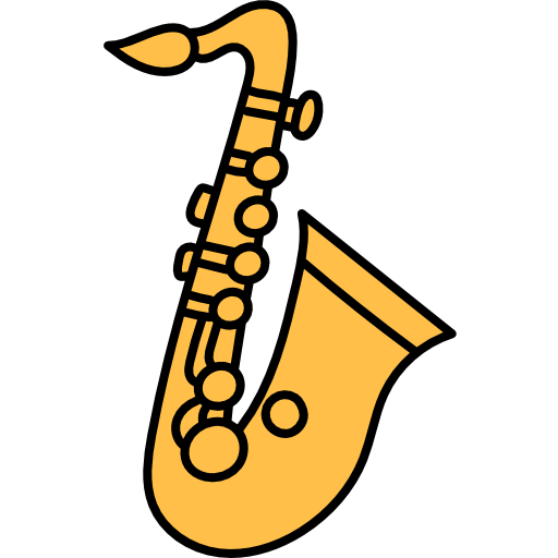 saxofón Hand Drawn Color icono