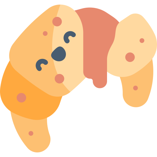 croissant Kawaii Flat icoon