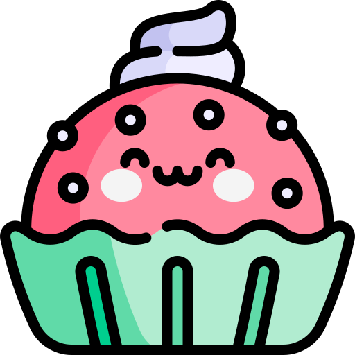 cupcake Kawaii Lineal color icoon