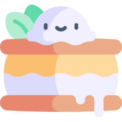 Ice cream sandwich Kawaii Flat icon