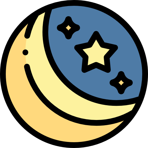 달과 별 Detailed Rounded Lineal color icon
