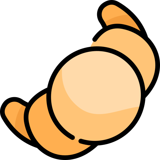 croissant Kawaii Lineal color icoon