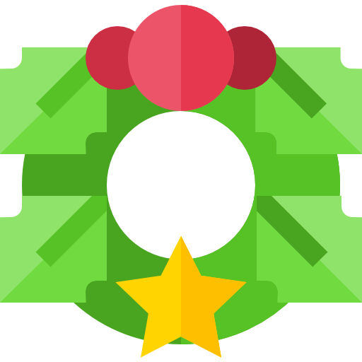 Christmas wreath Basic Straight Flat icon