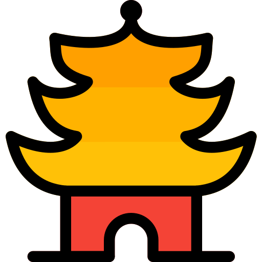 pagoda Pixel Perfect Lineal Color ikona