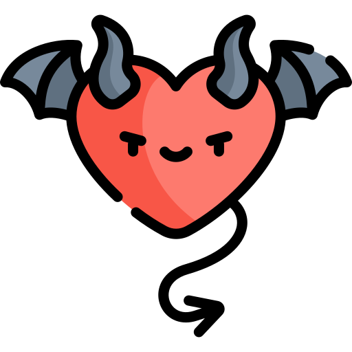 diabeł Kawaii Lineal color ikona