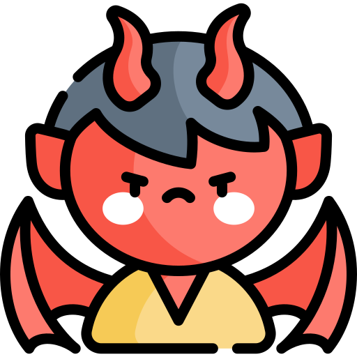 demonio Kawaii Lineal color icono