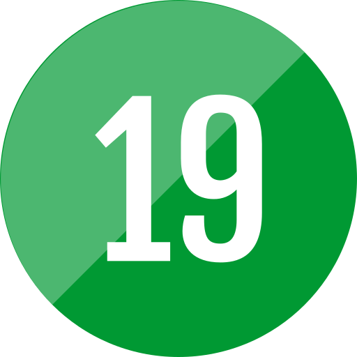 numer 19 Generic color fill ikona