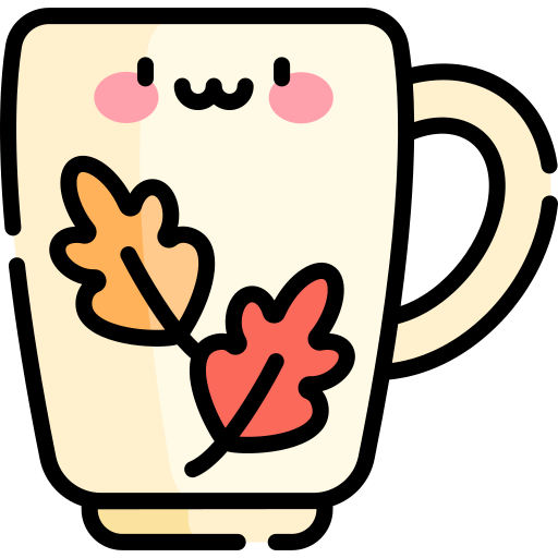 taza de te Kawaii Lineal color icono