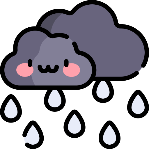 Дождь Kawaii Lineal color иконка