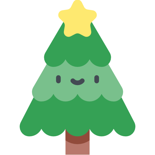 árbol de navidad Kawaii Flat icono