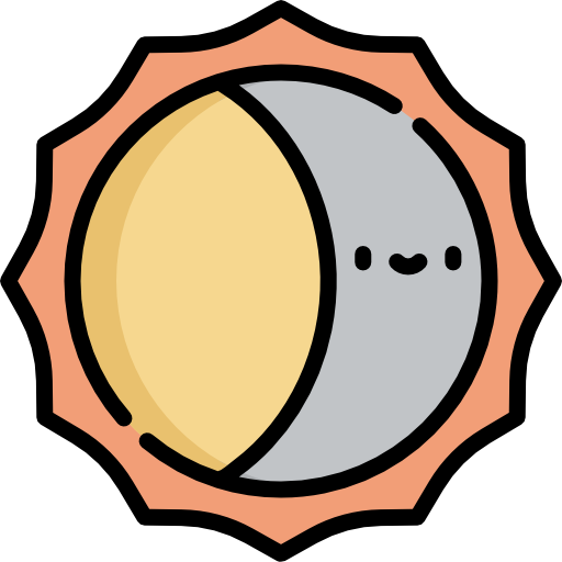 eclipse Kawaii Lineal color icono