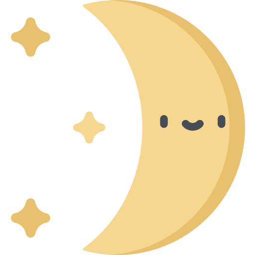 luna creciente Kawaii Flat icono